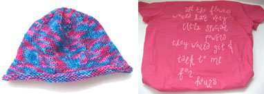 hand-knitted hat and handpainted shirt! hand-knitted hat and handpainted shirt!